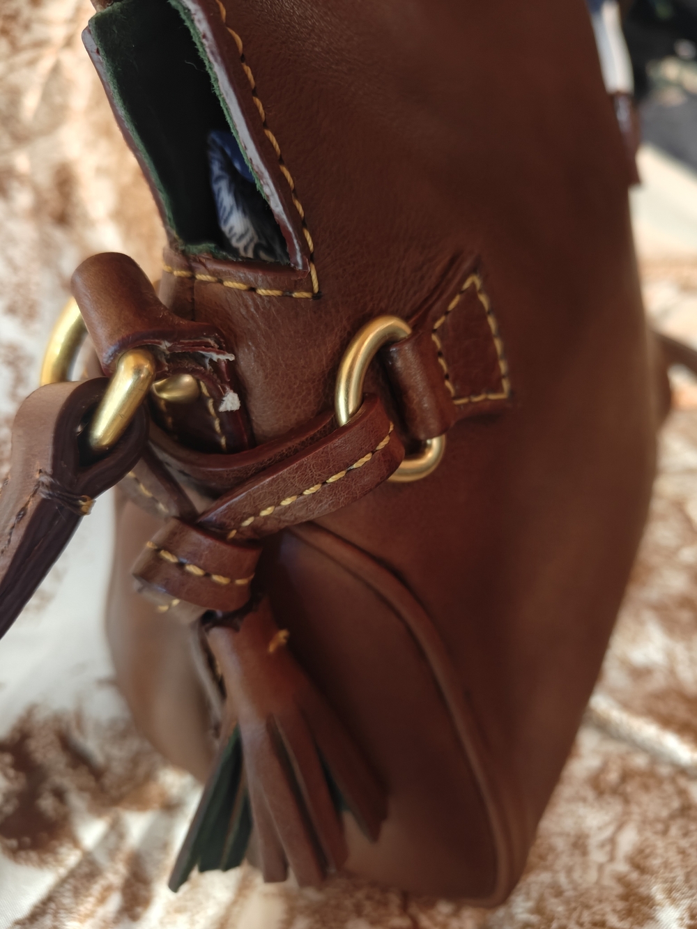Dooney & Bourke Brown Leather Crossbody Bag - Picture 5 of 10